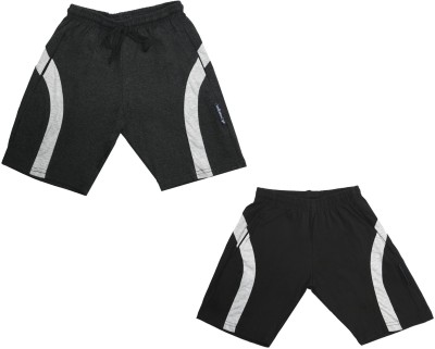 IndiWeaves Short For Boys Casual Striped Pure Cotton(Black, Pack of 2)