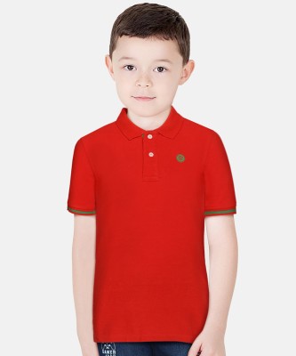 Pepe Jeans Boys Solid Cotton Blend Regular T Shirt(Red, Pack of 1)