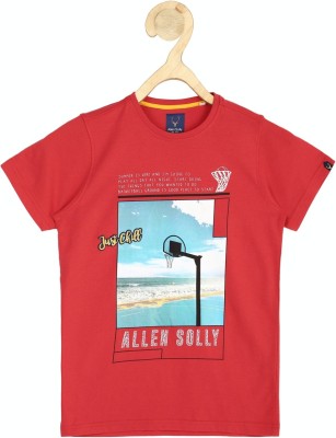 Allen Solly Boys Printed Pure Cotton Regular T Shirt(Red, Pack of 1)