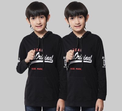 Trendy World Boys Graphic Print Cotton Blend T Shirt(Black, Pack of 2)