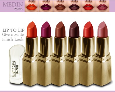 MEDIN Paris triangle lip to lip Matte lipsticks combo set of 6(Multicolor 3, 30 g)