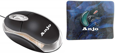 ANJO Combo Wired LED Mouse (Black) & Mouse Pad Wired Ambidextrous Optical  Gaming Mouse(USB 2.0, Black)