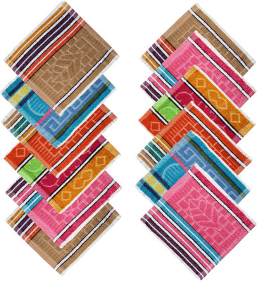 Feather Green Square-Towel-21 Multicolor Cloth Napkins(12 Sheets)