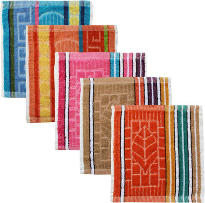 Feather Green Square-Towel-15 Multicolor Cloth Napkins(5 Sheets)