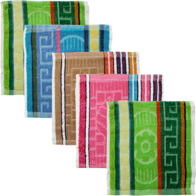 Feather Green Square-Towel-10 Multicolor Cloth Napkins(5 Sheets)