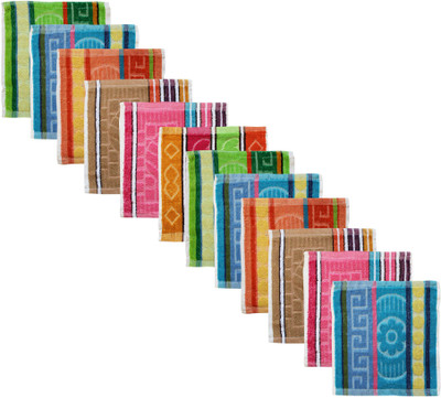 Feather Green Square-Towel-04 Multicolor Cloth Napkins(12 Sheets)