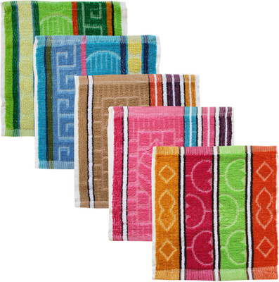 Feather Green Square-Towel-05 Multicolor Cloth Napkins(5 Sheets)