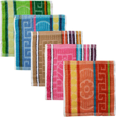 Feather Green Square-Towel-01 Multicolor Cloth Napkins(5 Sheets)
