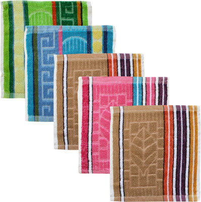 Feather Green Square-Towel-03 Multicolor Cloth Napkins(5 Sheets)