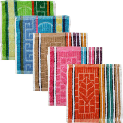 Feather Green Square-Towel-06 Multicolor Cloth Napkins(5 Sheets)
