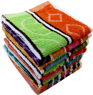 Feather Green Square-Towel-13 Multicolor Cloth Napkins(12 Sheets)