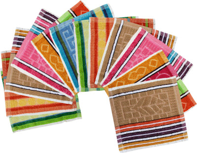 Feather Green Square-Towel-09 Multicolor Cloth Napkins(12 Sheets)