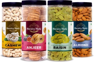 Horaira Nutz Premium Dry fruit Combo Pack 1Kg,Kaju 250g, Anjeer 250g, Kismis 250g, Badam 250g Cashews, Figs, Raisins, Almonds(4 x 250 g)