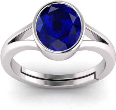 Pranjal Gems Original 11.25 Ratti Blue Sapphire Neelam Gem Stone Ring With Leb Certificate Brass Sapphire Ring