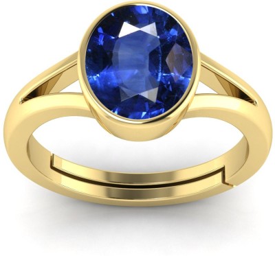 Pranjal Gems Original 11.25 Ratti Blue Sapphire Neelam Gem Stone Ring with Leb Certificate Brass Sapphire Ring