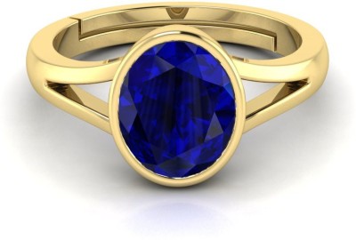 TODANI JEMS 10.25 Ratti 9.72 Carat Neelam Ring Blue Sapphire Adjustable Ring for Men & Women Brass Sapphire Ring
