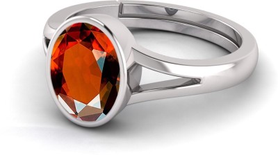 TODANI JEMS Gomed Stone Ashtadhatu Gemstone 9.25 Ratti Rashi Ratna Adjustable Ring Metal Garnet Silver Plated Ring