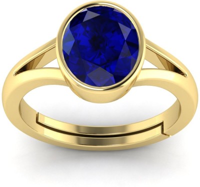 Pranjal Gems Original 10.25 Ratti Blue Sapphire Neelam Gem Stone Ring With Leb Certificate Brass Sapphire Ring