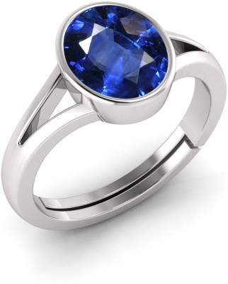 Pranjal Gems Original 7.25 Ratti Blue Sapphire Neelam Gem Stone Ring With Leb Certificate Brass Sapphire Ring