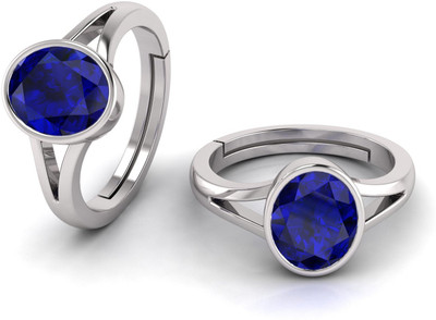 Pranjal Gems Original 6.25 Ratti Blue Sapphire Neelam Gem Stone Ring With Leb Certificate Brass Sapphire Ring