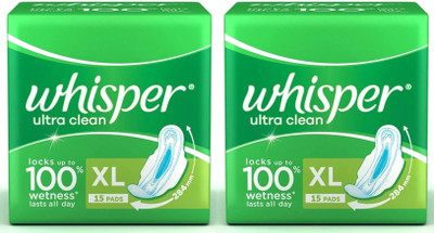 Whisper ultra clean XL ( 15+15 pads ) sanitary pads Sanitary Pad (Pack of 2)