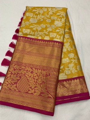 ZILVIRA Woven Banarasi Silk Blend, Art Silk Saree(Gold, Yellow)