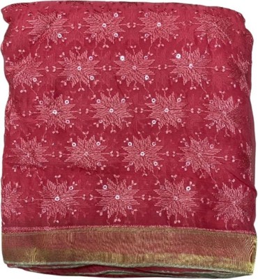 SHIKHA TRADERS Embroidered Daily Wear Chiffon Saree(Red)