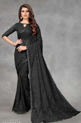 BRAHMANI TEXTILE Self Design Bollywood Net Saree(Black)
