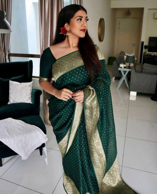 GATISHVAM TEXTILE Woven Banarasi Art Silk Saree(Green)