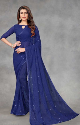 BRAHMANI TEXTILE Self Design Bollywood Net Saree(Blue)