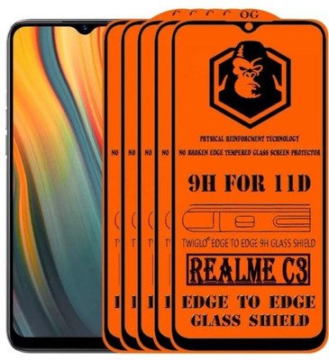 RUAM Edge To Edge Tempered Glass for Realme c3(Pack of 5)
