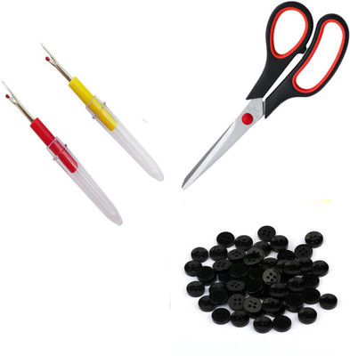 Crafts Haveli 3 Items Combo : 2 Seam Ripper, 20 Black Button, 1 Tracing Wheel Sewing Kit
