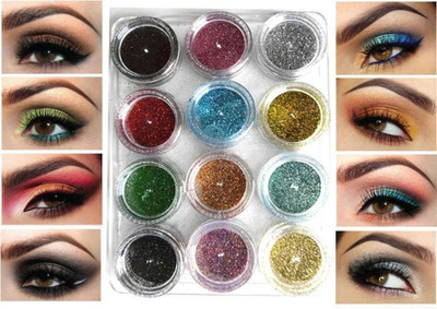 ADJD Colors Glitter Eyeshadow Pallet,12 PC 24 g(MULTI COLOR)