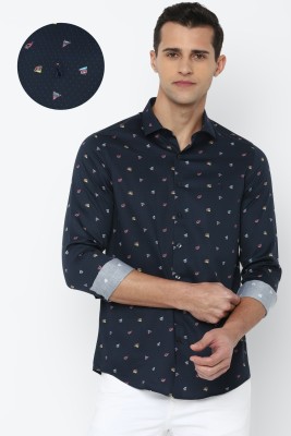 Simon Carter Men Printed Casual Dark Blue Shirt