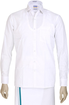 kkv Men Solid Formal White Shirt