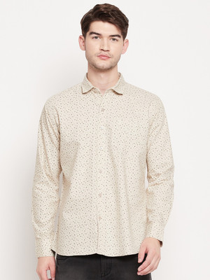 DUKE Men Printed Casual Beige Shirt