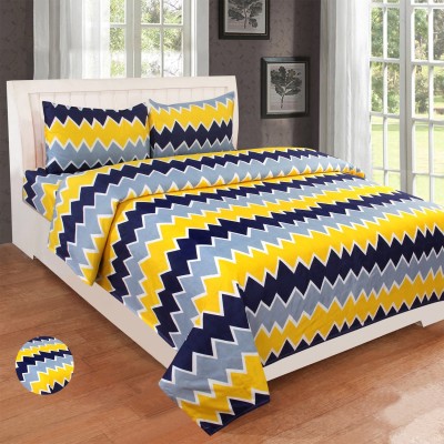Luxurivo Home 180 TC Microfiber Double Striped Flat Bedsheet(Pack of 1, Yellow)
