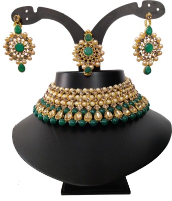 z.n. fashions Mother of Pearl, Alloy Gold-plated Green, Gold, Beige Jewellery Set(Pack of 1)