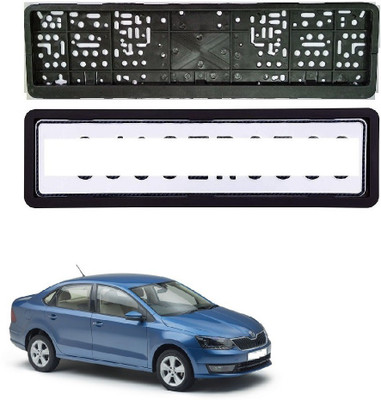 SPREADX Car number plate frame protective holder Front&Back Side for Skoda Rapid Car Number Plate(Plastic 14 cm  x  2 cm)
