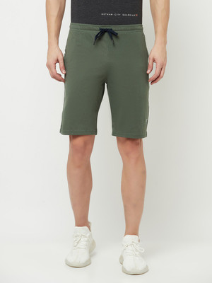 Octave Solid Men Light Green Basic Shorts