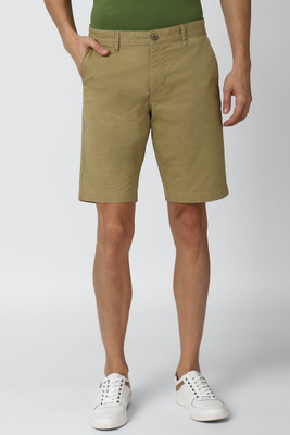VAN HEUSEN Solid Men Khaki Regular Shorts