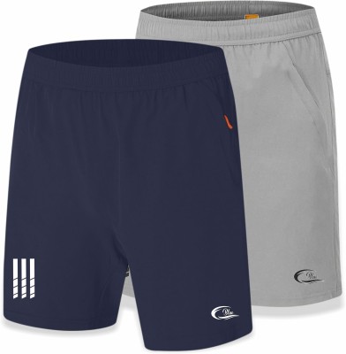 C BLUE Solid Men Blue, Dark Grey Sports Shorts