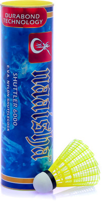 Naaisha SHUTTLER 6000 NYLON SHUTTLECOCK Nylon Shuttle  - Yellow(Medium, 77, Pack of 6)