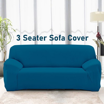 HOTKEI Polyester Plain Sofa Cover(Airforce Blue Pack of 1)