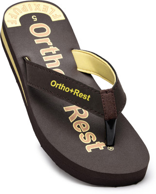 Ortho + Rest Women Women Orthopedic Doctor Soft Slipper | Pregnancy Non-Slip | Diabetic | Daily Use Flip Flops(Brown, Yellow , 8 UK/India)