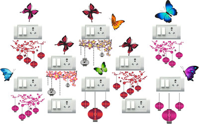 DivineDesigns 13 cm Colorful Butterflies Self Adhesive Sticker(Pack of 8)