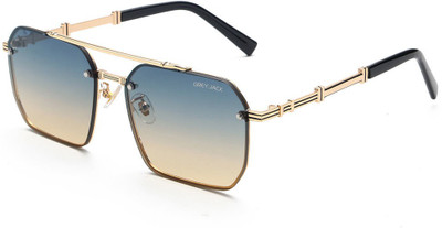 Grey Jack Rectangular Sunglasses(For Men & Women, Green, Yellow)