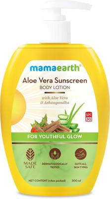 MamaEarth Aloe Vera Sunscreen Body Lotion SPF 30 – With Aloe Vera & Ashwagandha – SPF 30