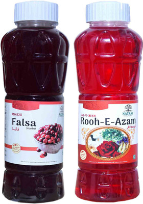NATRAJ The Right Choice Falsa & Rooh-E-Azam Sharbat 1500 Ml (Pack of 2 x 750 ml Bottle) Falsa, Rose(1500 ml, Pack of 2)