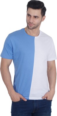ManedWolf Colorblock Men Round Neck White, Blue T-Shirt